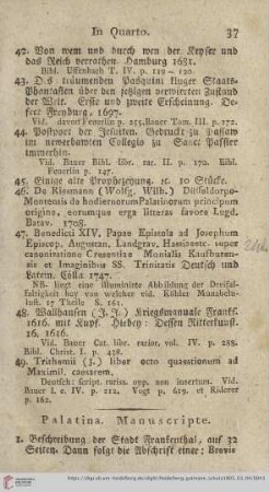 Palatina. Manuscripte