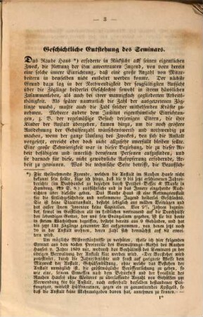 Nachricht über das Gehülfen-Institut als Seminar für die innere Mission unter deutschen Protestanten im Rauhen Hause zu Horn bei Hamburg. [1.] 1843