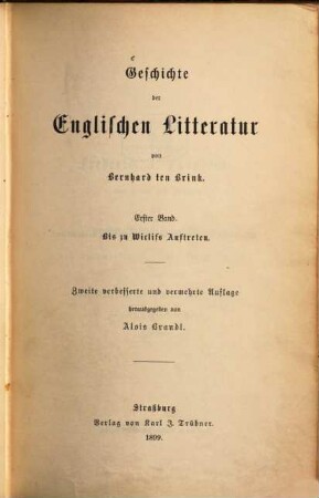 Geschichte der englischen Litteratur, 1