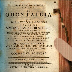 Diss. med. inaug. de odontalgia