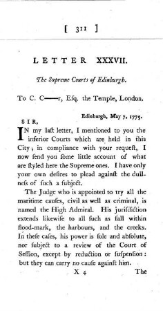 XXXVII. The Supreme Courts of Edinburgh. To the Same