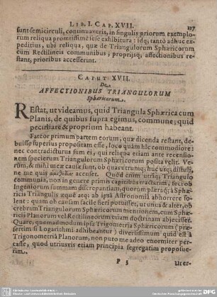 Caput XVII. De Affectionibus Triangulorum Spharicorum.