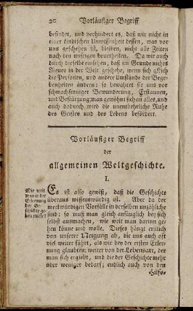 Vorläufiger Begriff der allgemeinen Weltgeschichte