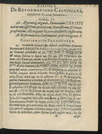 Capitis I. De Reformatione Calviniana, reiiciente ...