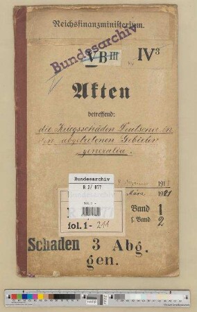 Kriegsschäden Deutscher in den abgetretenen Gebieten: Bd. 1