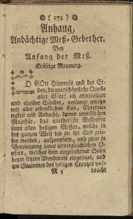 Anhang, Andächtige Meß-Gebether.