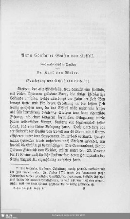 Anna Constanze Gräfin von Cossell : Nach archivalischen Quellen. (Fortsetzung und Schluß von Seite 78)
