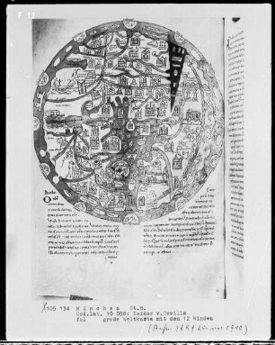 Isidor von Sevilla, Originum sive etymologiarum — Weltkarte mit den zwölf Winden
