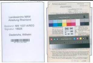 Entnazifizierung Wilhelm Diederichs , geb. 19.09.1902 (Schweisser)