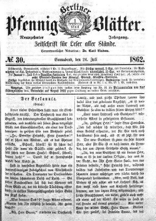 No. 30, Sonnabend, den 26. Juli
