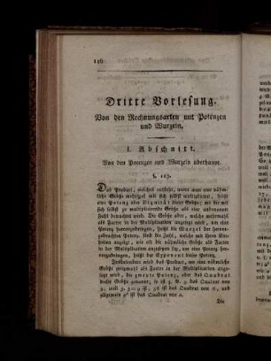 Dritte Vorlesung. Von den Rechnungsarten mit Potenzen und Wurzeln.