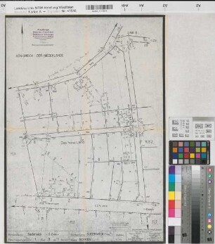 Grenze zwischen der Bundesrepublik Deutschland und dem Königreich der Niederlande im Bereich des Kreises Borken (Vermessungsriss Flurbereinigung Suderwick Nr. 1 Flur 3, Gemarkung Suderwick 144k)