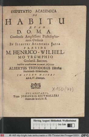 Disputatio Academica De Habitu