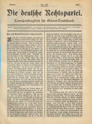Die Deutsche Rechtspartei : Correspondenzblatt für Gesamt-Deutschland. 1895 = Nr. 28/39