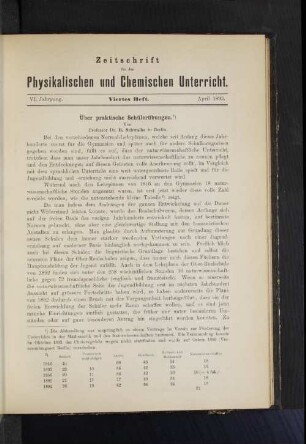 Über praktische Schülerübungen.