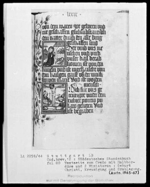 Deutsches Gebetbuch (Waldburg-Gebetbuch) — Textseite mit zwei Miniaturen, Folio 80recto