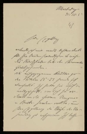 48: Brief von Fritz André an Gottlieb Planck, Marburg, 31.10.1905