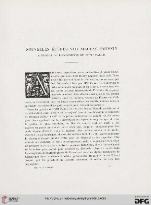 5. Pér. 12.1925: Nouvelles études sur Nicolas Poussin à propos de l'éxposition du Petit Palais