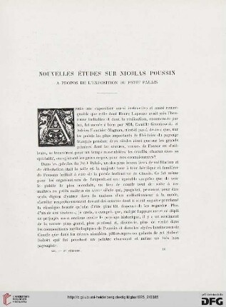 5. Pér. 12.1925: Nouvelles études sur Nicolas Poussin à propos de l'éxposition du Petit Palais