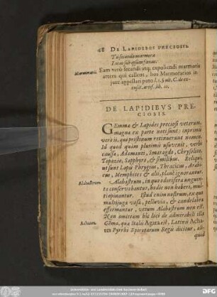 De Lapidibus Preciosis.