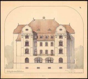 Villa: Ansicht der Hauptfassade 1:50, Maßstabsleiste