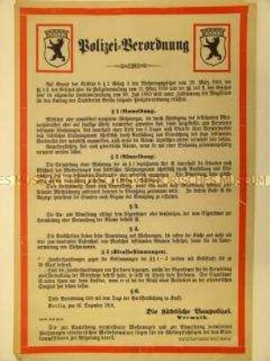 Maueranschlag mit der Verordnung über die Meldepflicht von freiem Wohnraum