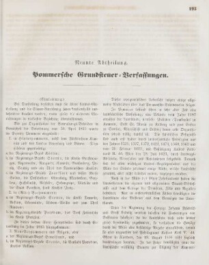 Neunte Abtheilung. Pommersche Grundsteuer-Verfassungen
