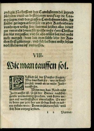 VIII. Wie man tauffen sol.