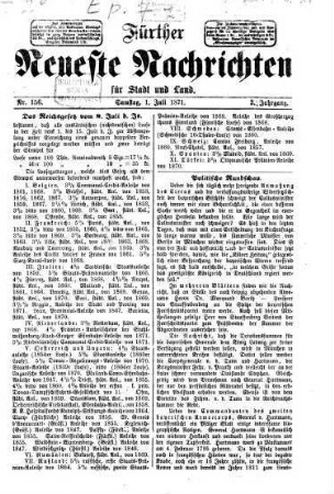 Fürther neueste Nachrichten für Stadt und Land. 1871,7/11 = Jg. 3