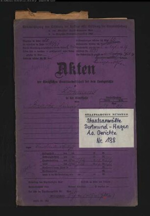 Angeklagter: Bracke, Heinrich: Landfriedensbruch (Plünderungen in Dortmund am 2.7.1919)