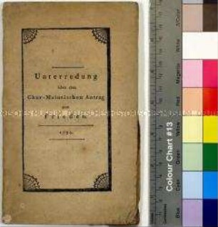 Unterredung zwischen einem deutschen Reichsfürsten und einem Seiner Räthe der kein Illuminat ist - veranlasst durch den Churmainzischen Antrag wegen des zwischen den deutschen Reiche und Frankreich zu vermittelnden Friedens