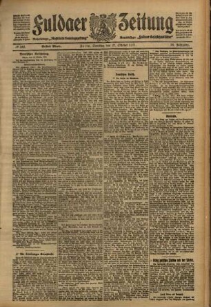 Erste Ausgabe vom Samstag, den 21. Oktober 1911.