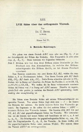 XIII. LVII Sätze über das orthogonale Viereck.