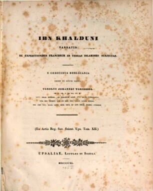 Narratio de expeditionibus Francorum in terras Islamismo subiectas