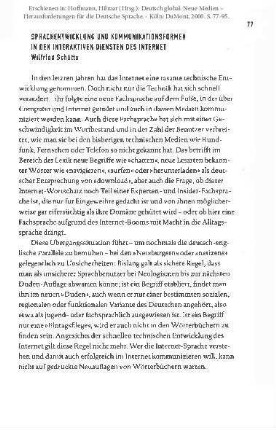 Sprachentwicklung und Kommunikationsformen in den interaktiven Diensten des Internet