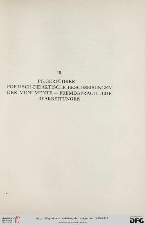 III. Pilgerführer - Poetisch-didaktische Beschreibungen der Monumente - Fremdsprachliche Bearbeitungen