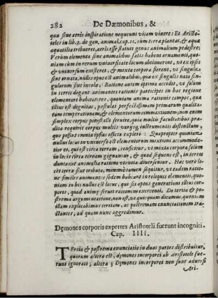 Demones corporis expertes Aristoteli fuerunt incogniti. Cap. IIII.
