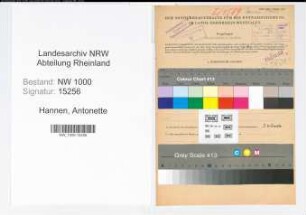Entnazifizierung Antonette Hannen, geb. 30.05.1891 (Postassistentin)