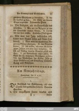 Am Neujahrstage. Evangelium, Luc. II. v. 21.