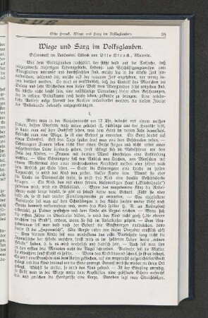 Wiege und Sarg im Volksglauben.