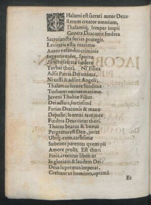Thalami est sacrati autor Deus: Rerum creator omnium