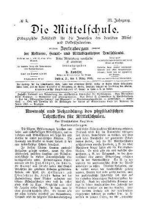 Auswahl und Behandlung des physikalischen lehrstoffes für Mittelschulen