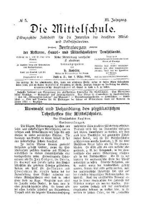 Auswahl und Behandlung des physikalischen lehrstoffes für Mittelschulen
