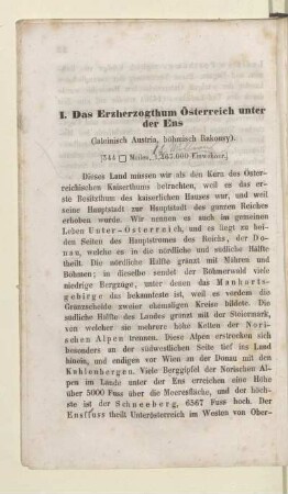 I. Das Erzherzogthum Österreich unter der Ens