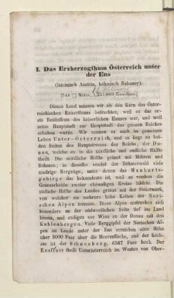 I. Das Erzherzogthum Österreich unter der Ens