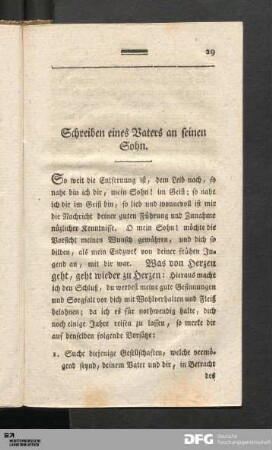 Schreiben eines Vaters an seinen Sohn.