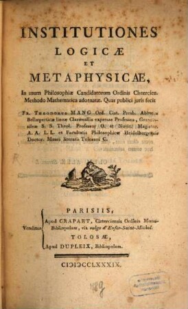 Institutiones Logicae et Metaphysicae
