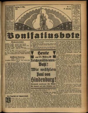 Erste Ausgabe vom Sonntag, den 13. März 1932.