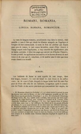 Romania : R ; revue consacrée à l'étude des langues et des littératures romanes. 1, 1. 1872