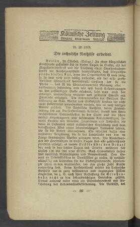 Kölnische zeitung 21.10.1919